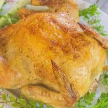 Roasted Whole Chicken is a dish that everyone who cooks chicken needs in their stable of dishes they've perfected. It's roasted simply in a cast iron skillet with a seasoning mix and melted butter.