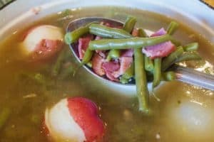 Southern-Style Green Beans and Potatoes with Ham is an easy, one pot recipe that makes a hardy side or one pot meal. 