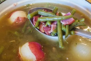 Southern-Style Green Beans and Potatoes with Ham is an easy, one pot recipe that makes a hardy side or one pot meal. 