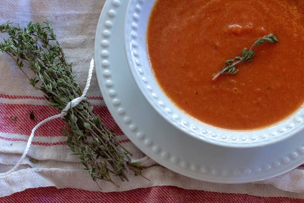 tomato soup in a bowl