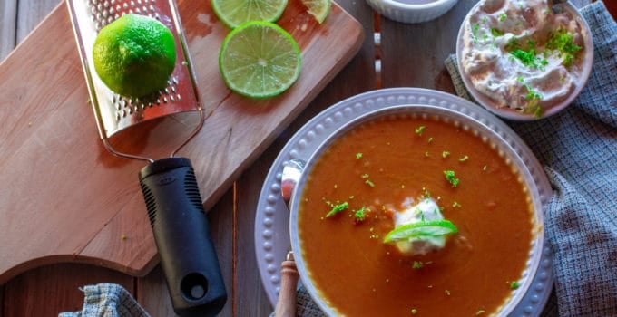 Key Lime Sweet Potato Bisque with Key Lime Cream