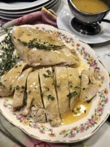 Turkey breast with Gravy on a platter
