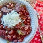 red beans and rice in a white bowl