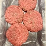 ground beef patties for all American grilled hamburger